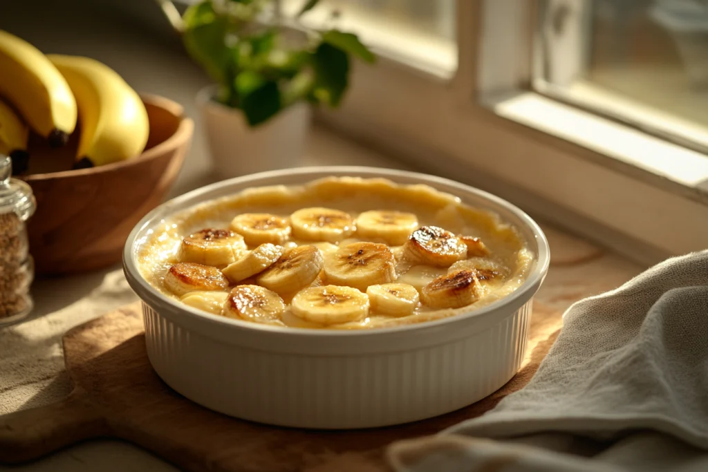 Bananas browning in pudding